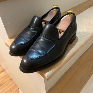 Elegant Black Leather Slip-On Loafers